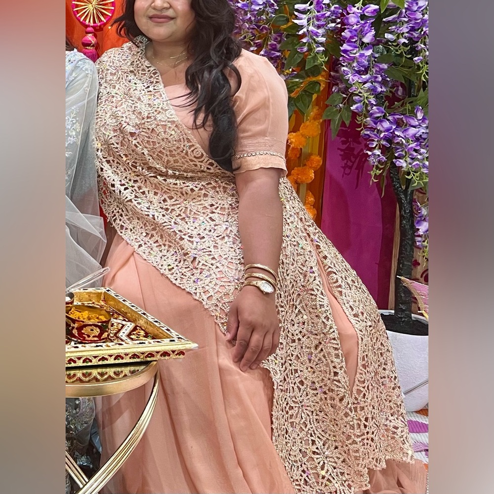 Elegant Peach Embroidered Lehenga